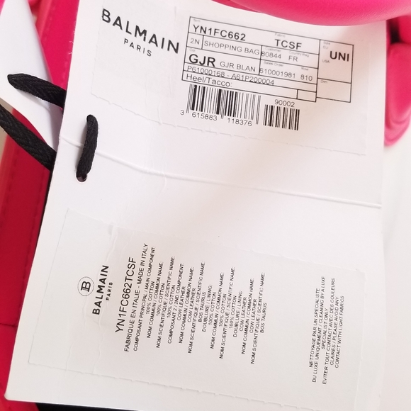 Balmain B-Army Leather Trimmed Canvas Tote Neo Pink White - Picture 8 of 11